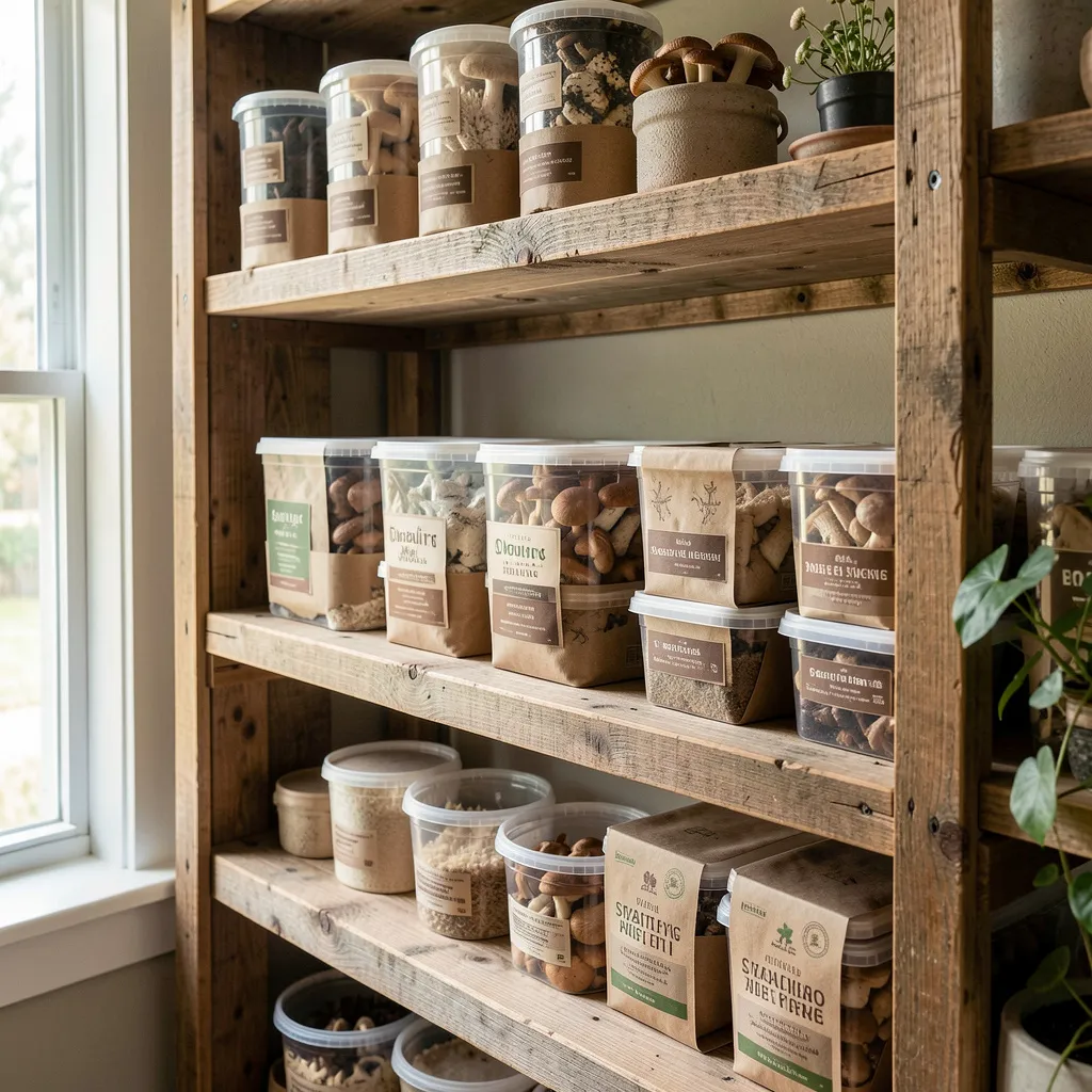 Mushroom grow kit in natural light