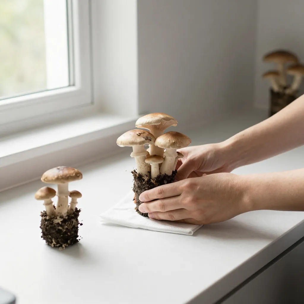 Step-by-step mushroom growing process